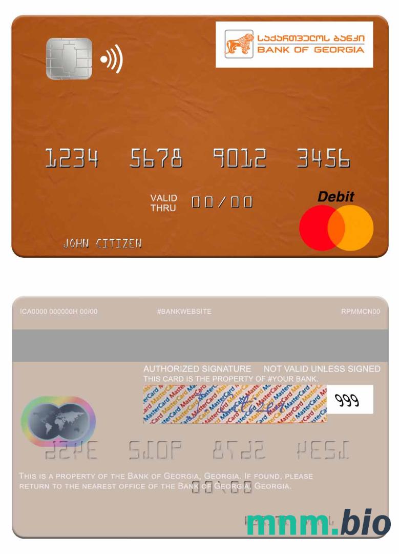 Georgia Bank of Georgia przykład karty mastercard w formacie PSD